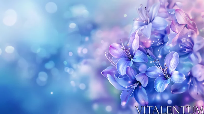 Blue-Purple Clustered Flowers with Bokeh Depth of Field.