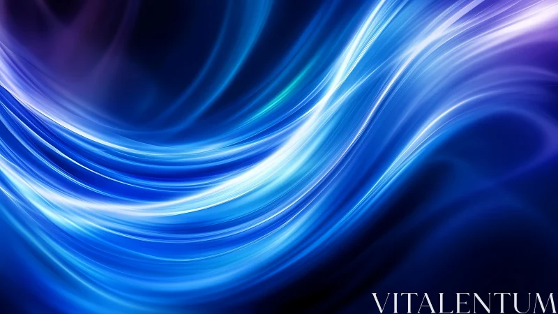 Flowing blue light waves create a calm, futuristic rhythm