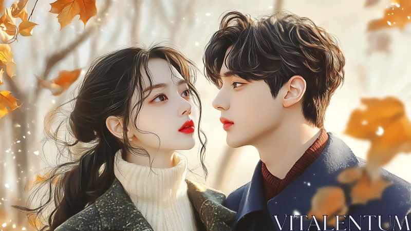 East Asian illustrated portraiture: autumn chromatic harmony study.