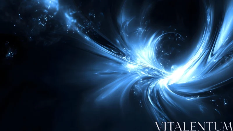 Luminous Blue Abstract Energy Burst in Digital Fractal Style.