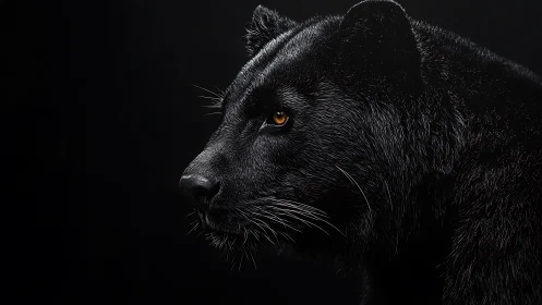 Black Panther Profile Study: Dramatic Chiaroscuro Portrait.