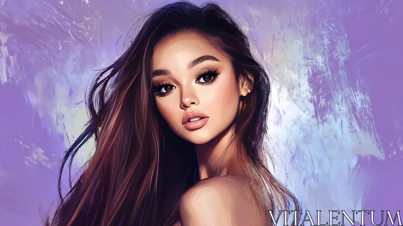 Digital painting portrait with luminous brushstroke background.