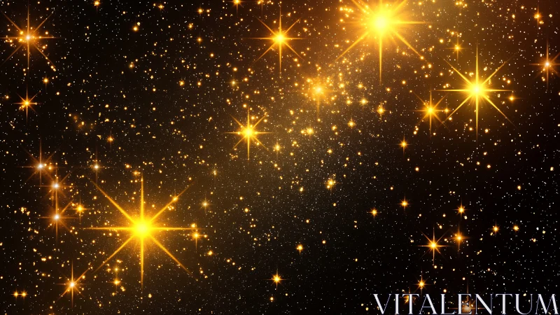 Golden starfield shows dense glowing points on black space