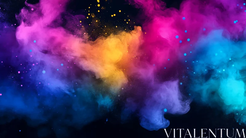 Multicolor nebula-like cloud with dispersed ink particles.