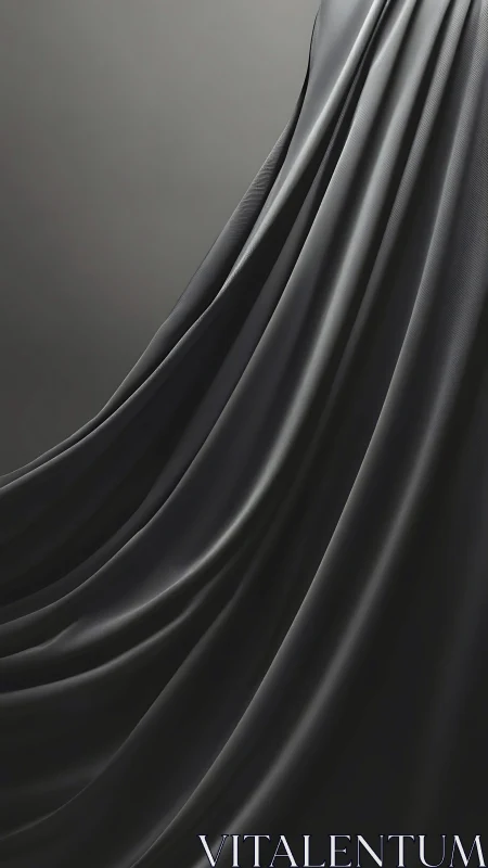 Photorealistic draped black satin with sculpted light flow.