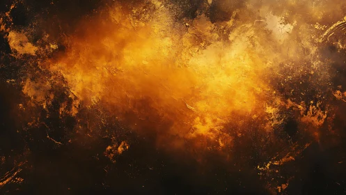 Explosive Golden Fire Bursting Through the Darkness