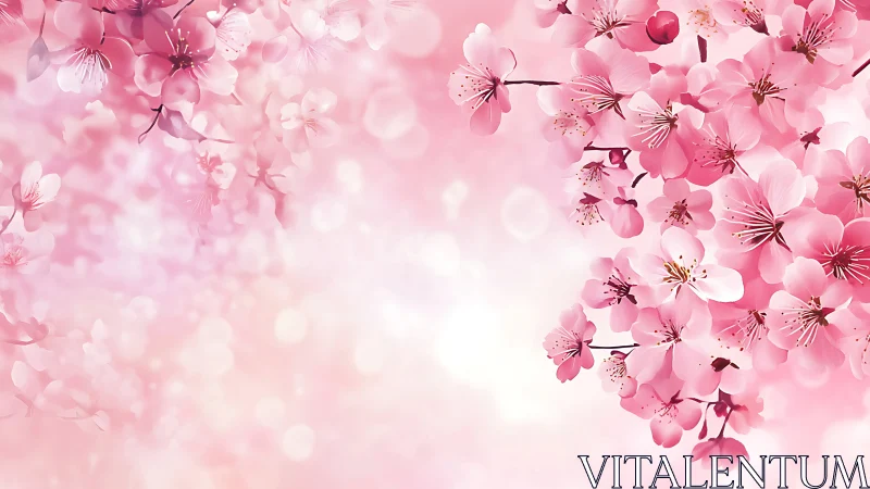 Cherry blossom composition with layered depth-of-field and soft bokeh rendering