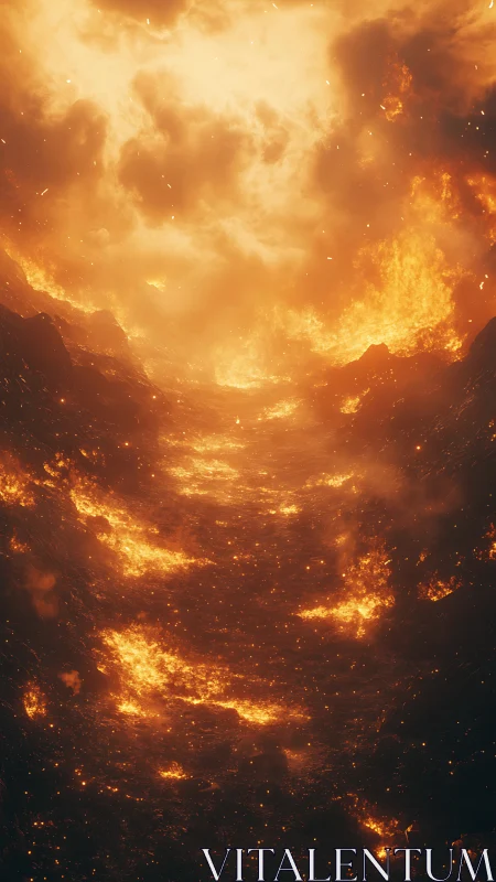 Stratified fire formations with luminous cloud structures and particulate matter distribution