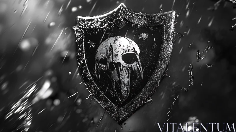 Rain-lashed reaper crest endures within a storm of sparks