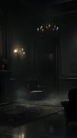 Midnight velvet parlor breathes secrets in flickering gold