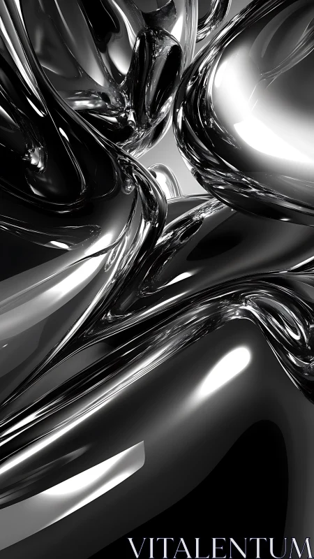 Liquid chrome forms twist into glossy abstract reflections.