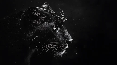 Photorealistic Monochromatic Lion Profile with High Contrast Lighting