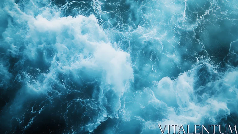 Roaring turquoise waves swirling in a luminous ocean dance.