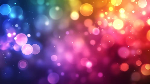 Chromatic bokeh gradient with multiscale luminous particles.