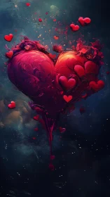 Volumetric Heart Form with Particle Dispersal and Ambient Orbs