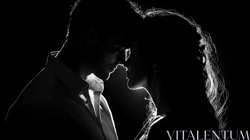 Silhouetted faces in profile with high-contrast rim lighting technique