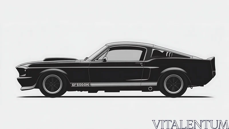 Classic black muscle car stands bold against minimal white