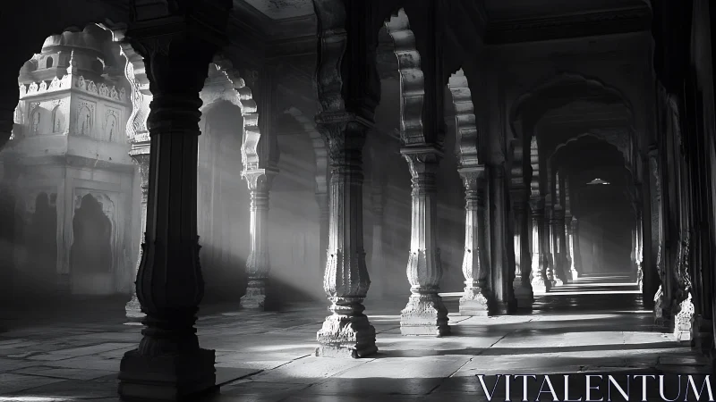 Soft light wandering through timeless stone arches at dawn.