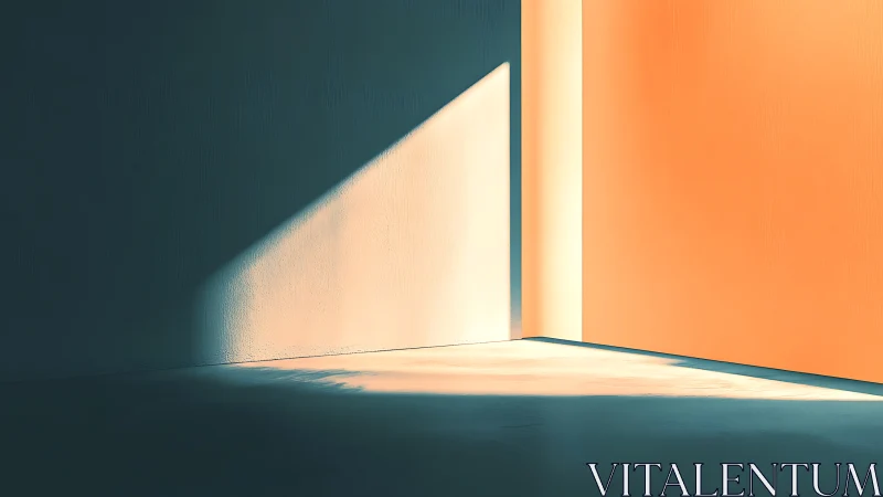 Oblique sunlight casting geometric shadows across minimalist interior wall