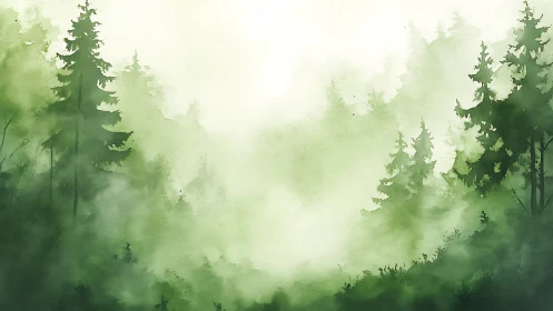 Misty Forest Dreams in Soft Green.
