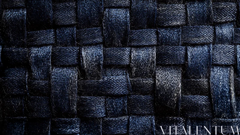 Close-up of Dark Blue Woven Fabric Texture in Modern Macro Style.