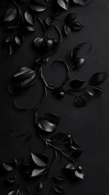 Glossy monochrome vine arabesque casts sculptural shadows