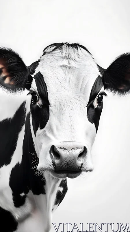 Holstein cow portrait shows frontal close-up on white background