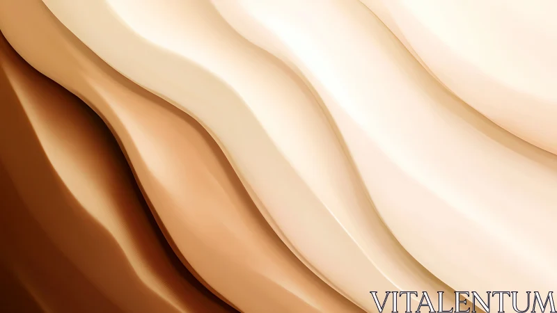 Layered cream waves over soft beige gradient surface.