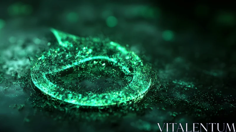 Glowing Abstract Green Flame Logo in Futuristic Digital Style.