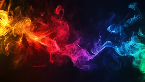 Vibrant neon smoke trails drift across a deep dark void