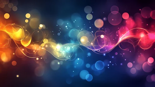 Glowing rainbow lights dancing across a dreamy night sky.