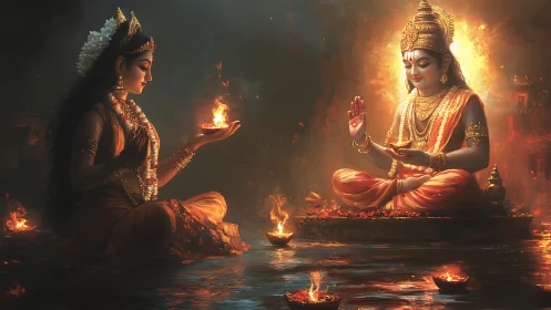 Riverlight prayers trade embers between mirrored divinities