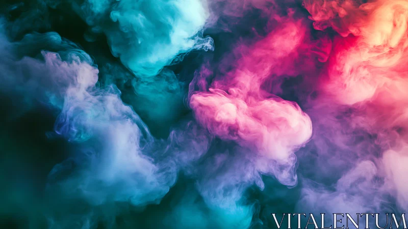 Colorful smoke clouds intersect and diffuse across frame