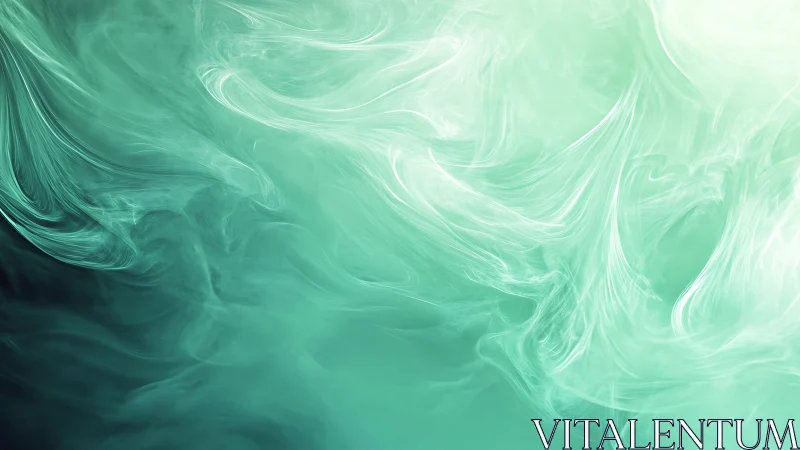 Turquoise fluid wisps forming abstract swirling gradients.