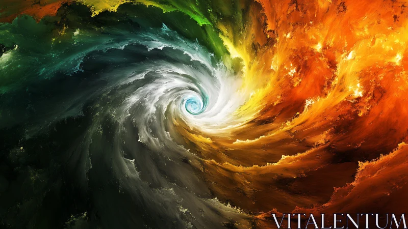 Multicolored spiral vortex structure occupies the entire frame