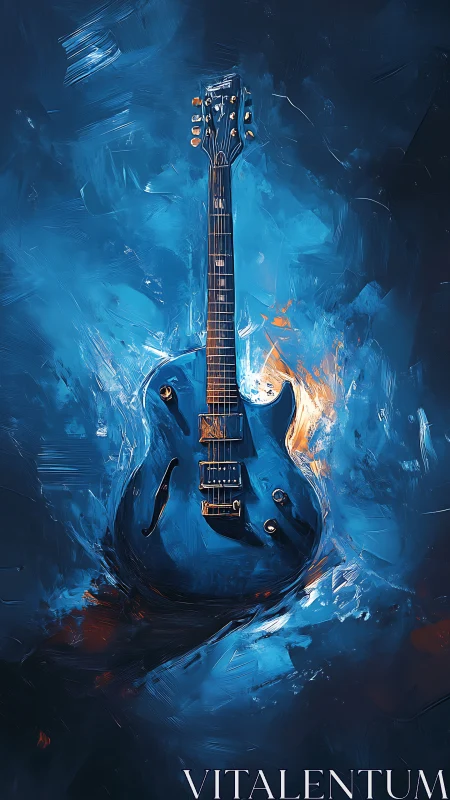 Blues guitar ignites in swirling electric midnight paintstorm.