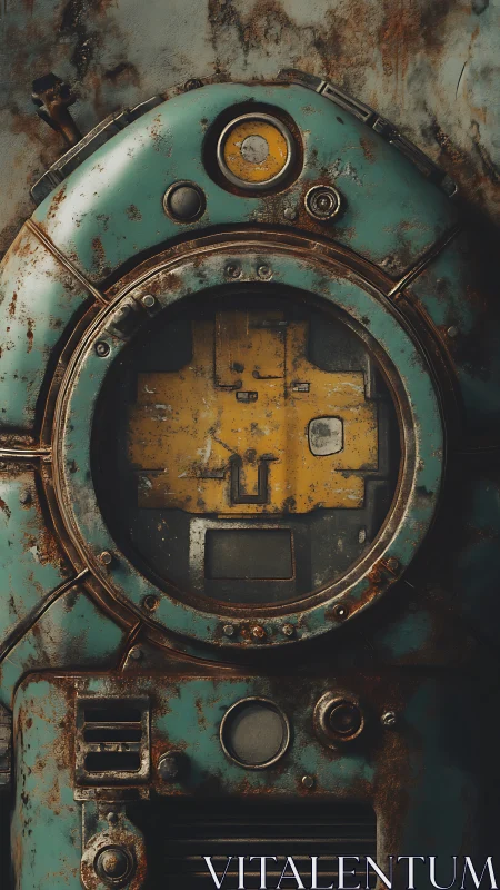 Rust-kissed teal dive module guarding a silent portal.