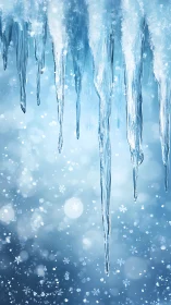 Shimmering Icicle Curtain in a Snowlit Winter Daydream.