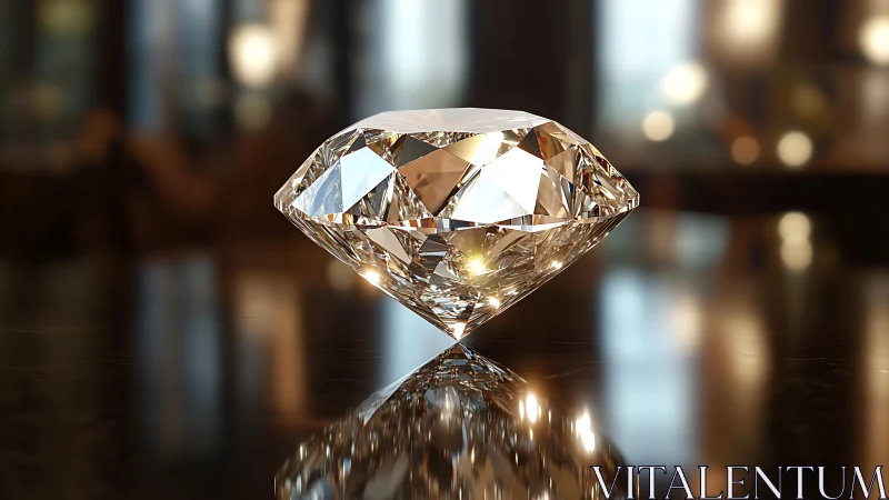 Candlelit diamond poised like frozen lightning on obsidian glass.