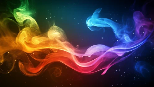 Colorful cosmic swirls dancing through a dreamy night sky.