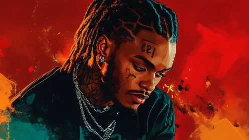 Bold portrait captures a reflective moment in vivid color