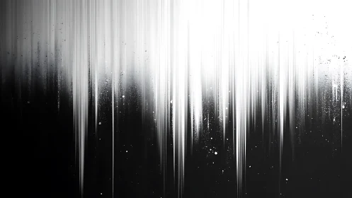 Starlit monochrome rain plunges through a quiet void.