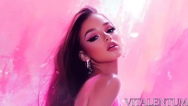 Hyper-real digital portrait unifying glossy skin and neon pinks