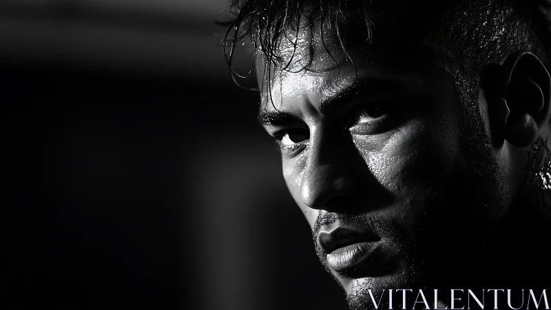 Contemplative Portrait in Black and White.