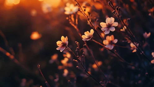 Delicate Petals Glow Warmly in Golden Hour Light