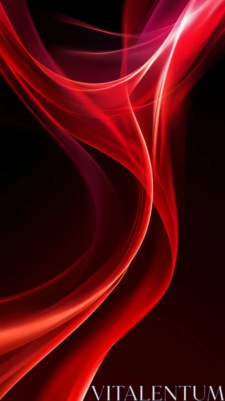 Parametric crimson light ribbons in high-contrast curvature field.