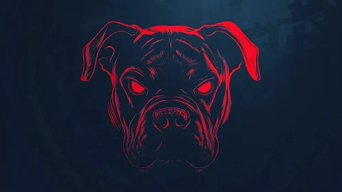 Vector canine skull-emblem in high-contrast neon outline.