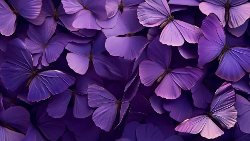 Dreamy violet butterflies gathered in a gentle twilight glow.
