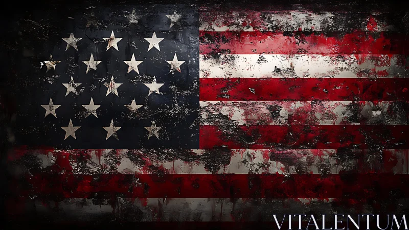 American flag abstraction with distressed metal texture