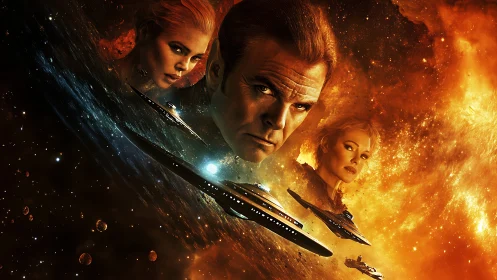 Stellar commanders confront cosmic firestorm in deep space.